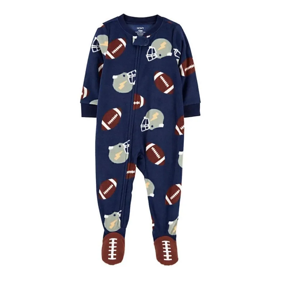Carter's Boys 4T Football Fleece Footed Paiamas